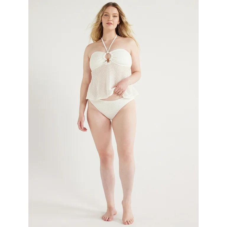 Time and Tru Women's and Plus Mid Rise Crochet Bikini Swim Bottoms, Sizes S-3X | Walmart (US)