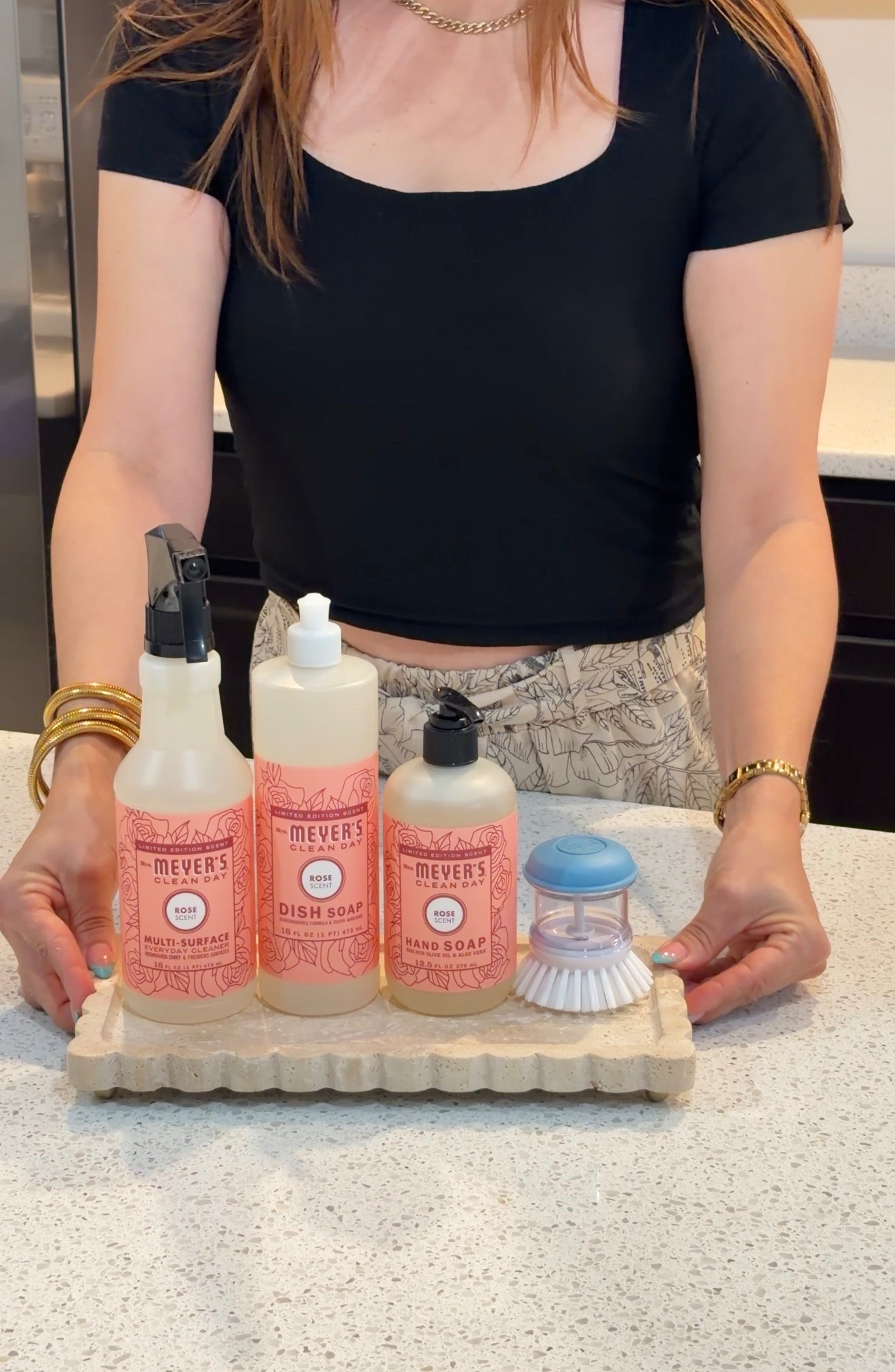 Mrs. MEYER'S Kitchen Set, Dish Soap, Hand Soap, and Multi-Surface Cleaner, 3 CT (ROSE)
Tray 
Brush

#LTKSaleAlert #LTKHome #LTKmomlife