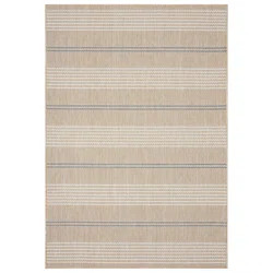 Breakwater Bay High Littleton Striped Beige Indoor / Outdoor Area Rug | Wayfair Professional