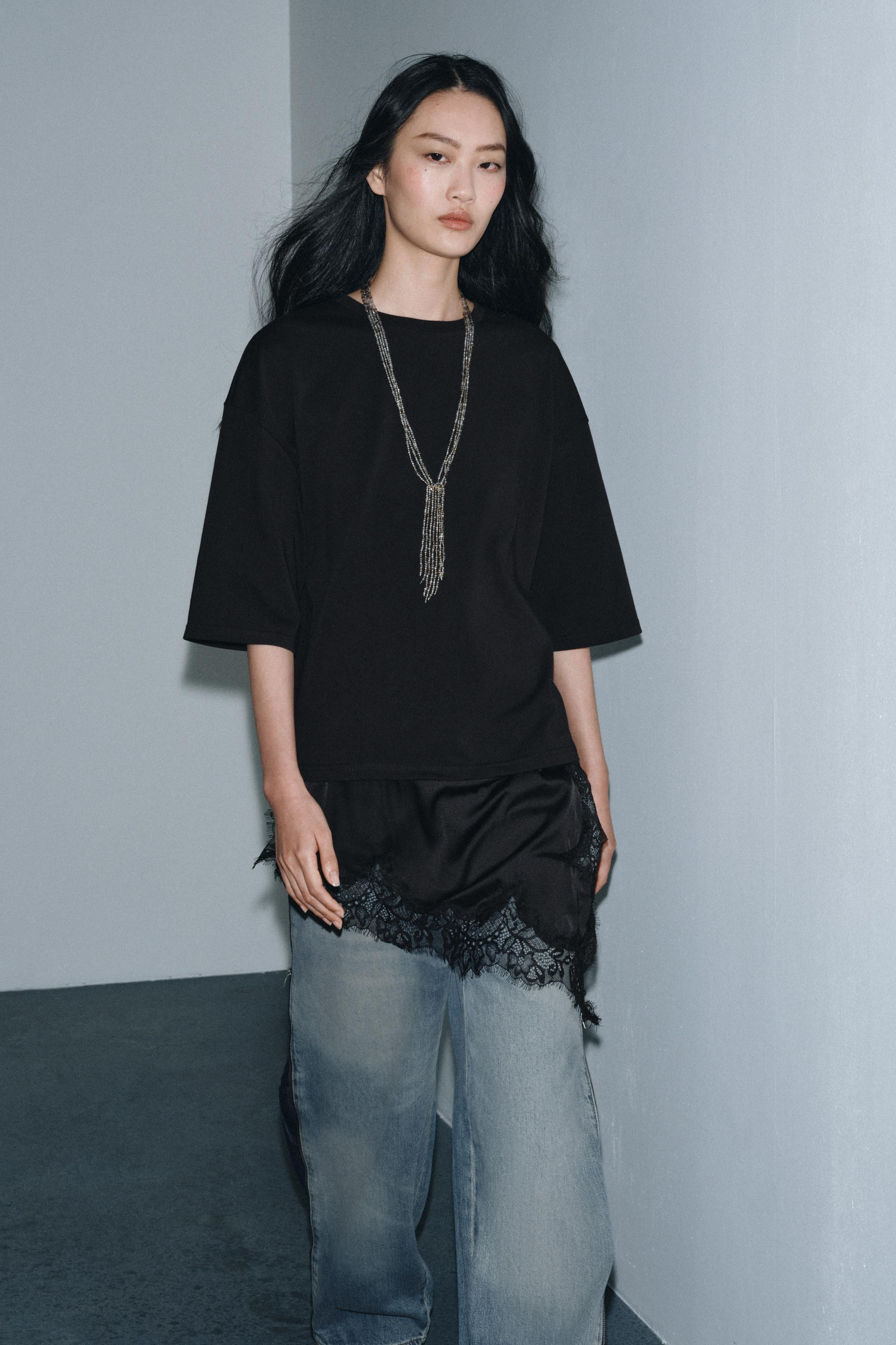 LACE COMBINED T-SHIRT | Zara UK