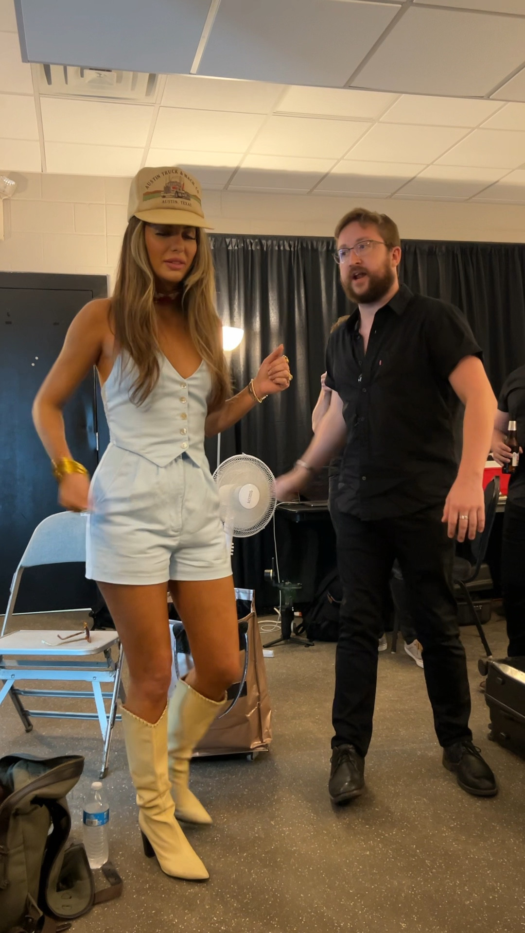 Linen romper, wore this for the first night of tour with Chris Stapleton! Good fit for the beach with slides! Comes in blue and white. Wearing XS.

#LTKSeasonal #LTKfit #LTKstyletip