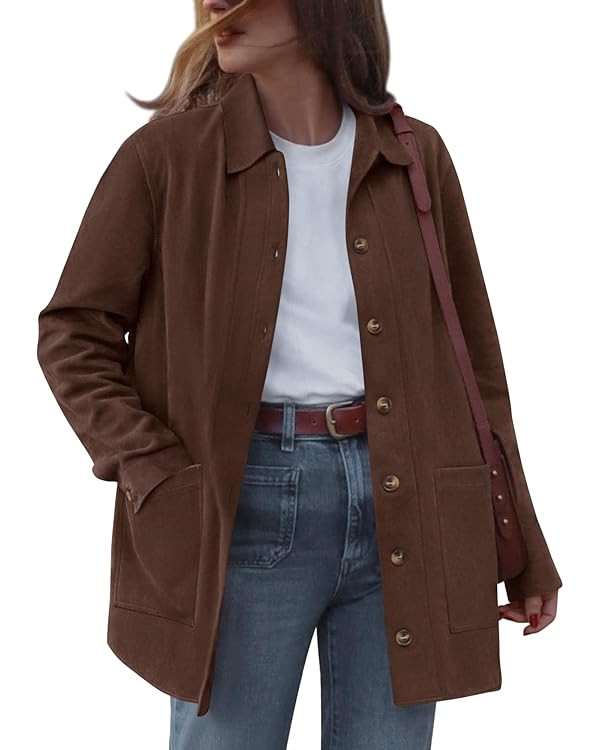 BTFBM Faux Suede Jacket Women Fall Fashion 2025 Leather Jackets Long Sleeve Button Down Winter Co... | Amazon (US)