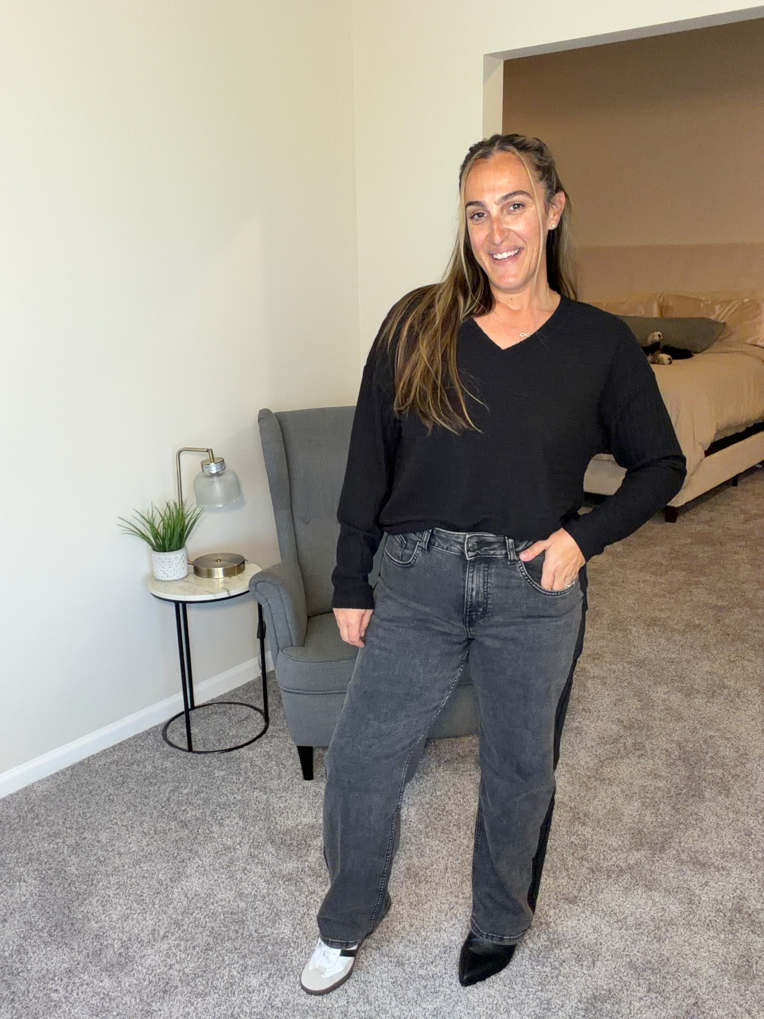 Loving these tuxedo jeans! They are a 10 but I think an 8 would be better. Size down if in between! Top runs tts in a medium!

#LTKFindsUnder50 #LTKStyleTip #LTKOver40