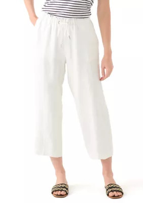 Anne Klein Women's Petite Linen Blend Pants, White, PL | Belk