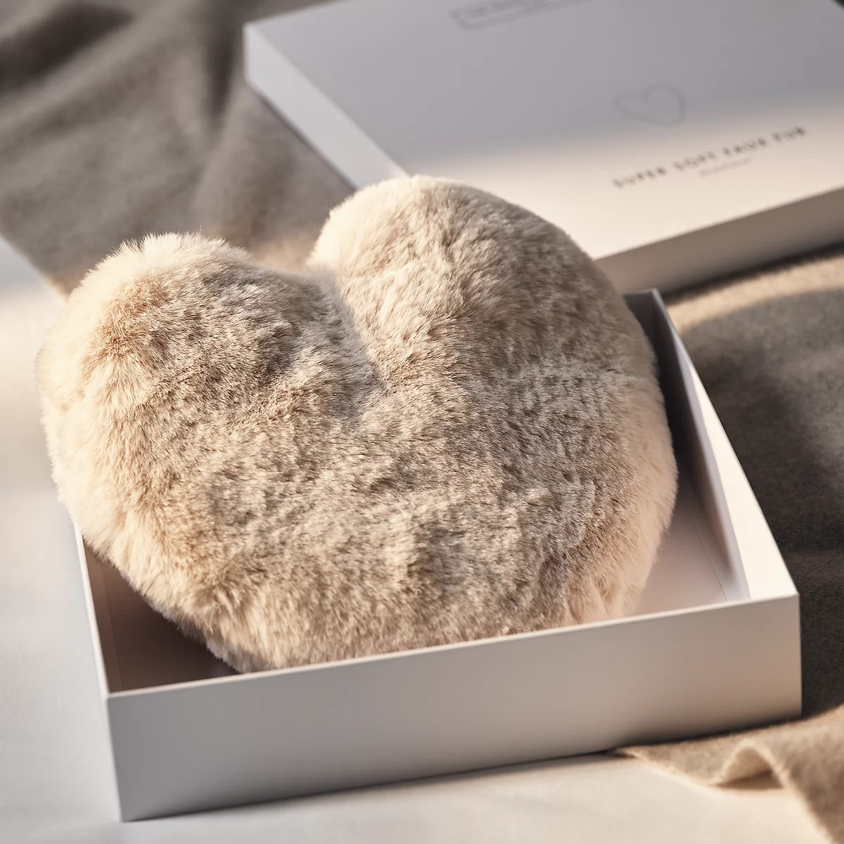 Super Soft Faux Fur Heated Heart | The White Company UK & ROW