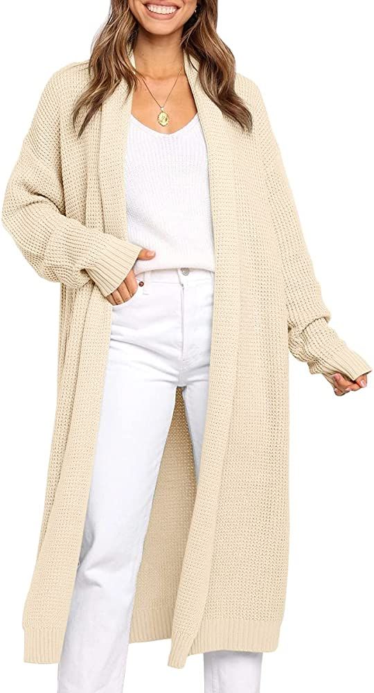 Women's Oversized Slouchy Knit Chunky Open Front Sweater Coat with Pockets | Amazon (US)