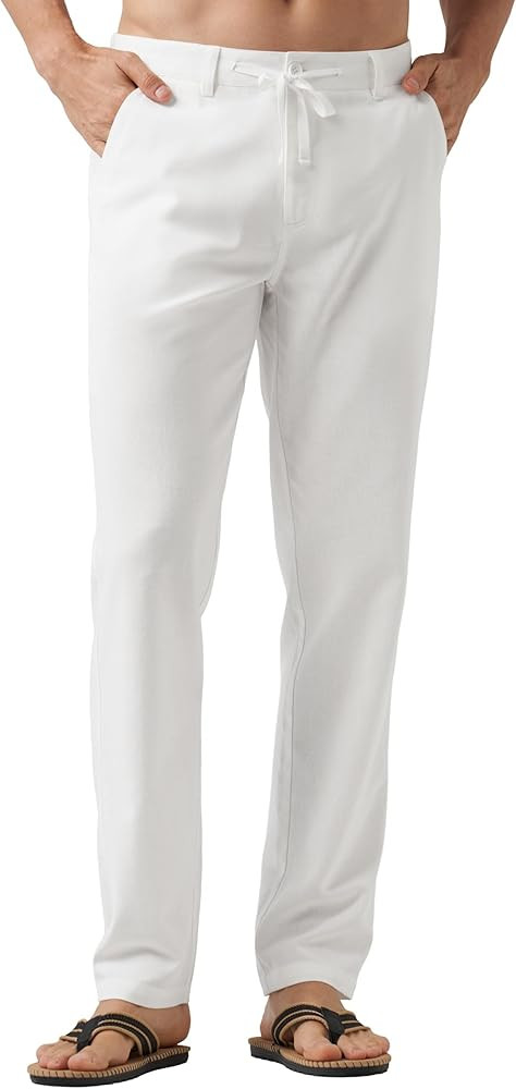 Willit Men's Linen Pants Casual Linen Dress Pants Drawstring Beach Summer Lightweight Trousers 29... | Amazon (US)