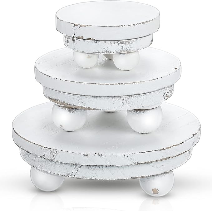 Amyhill 3 Pieces Wood Risers for Decor Wood Pedestal Round Mini Riser Rustic Farmhouse Decor Tier... | Amazon (US)