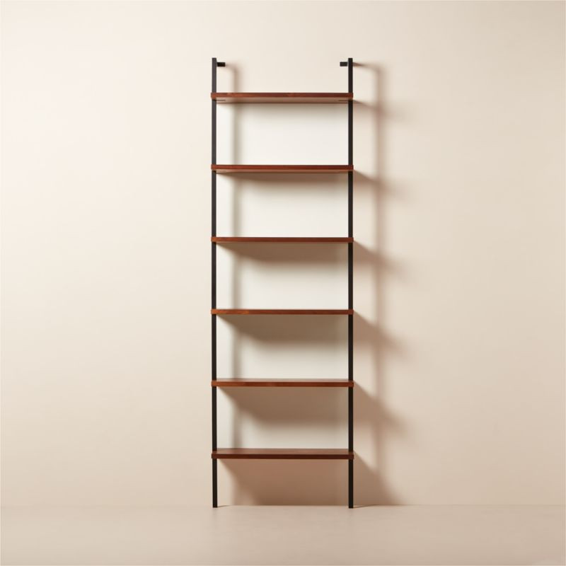 Helix Walnut Wood Wall Mount Bookshelf 96'' + Reviews | CB2 | CB2