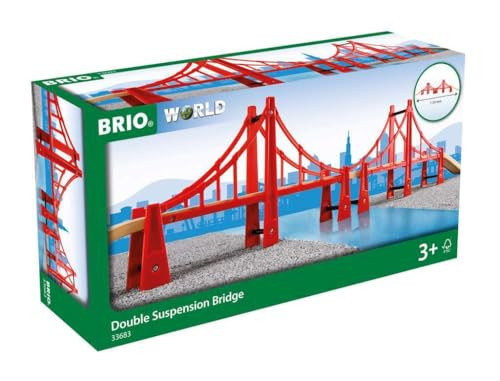 BRIO World Double Suspension Bridge - FSC-Certified Longest Wooden Train Track Bridge - Compatible with All BRIO Railway Sets - 5-Piece Set of 2 Bridges & 3 Tracks - Creative Fun for Kids Ages 3 & Up | Amazon (US)
