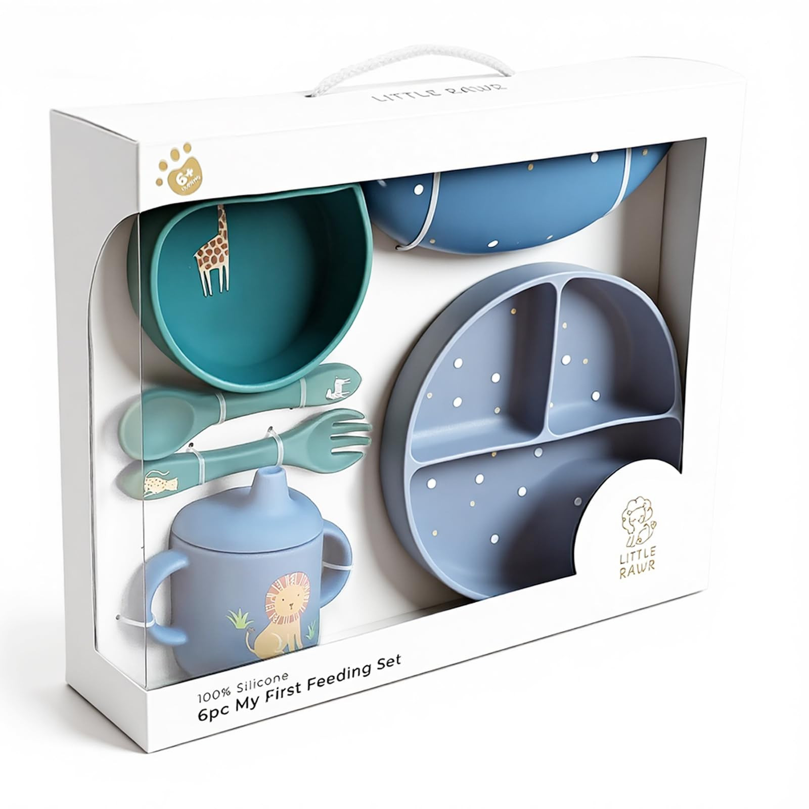 Little Rawr Baby Led Weaning Bundle, 100% Silicone Baby Feeding Set Includes Divided Plate, Sucti... | Amazon (US)