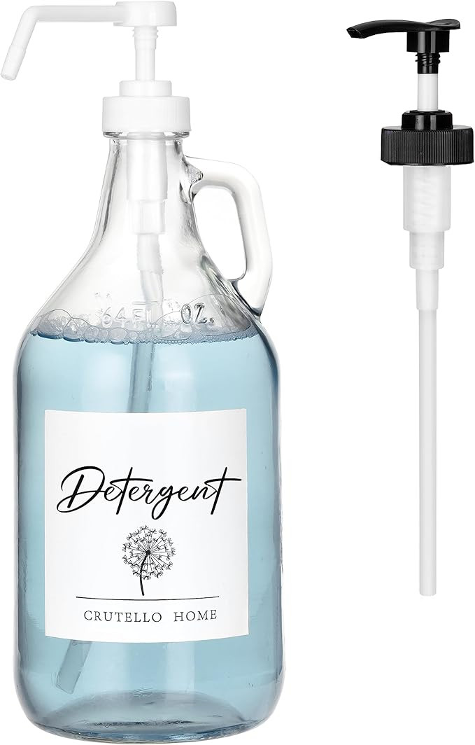 Crutello 64 OZ Glass Laundry Detergent Dispenser for Laundry Detergent, Bleach, Syrup Pump Dispen... | Amazon (US)