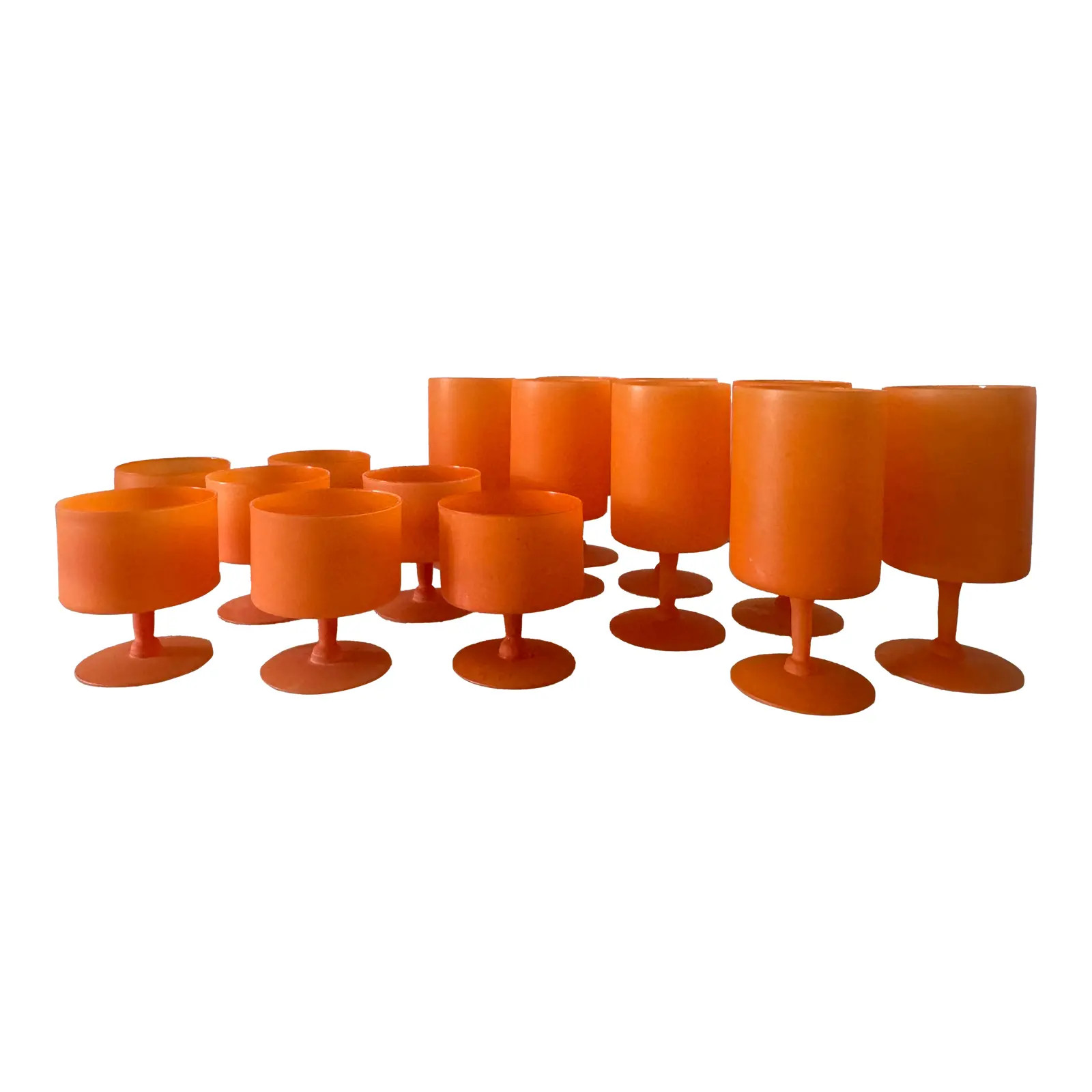 1960s Vibrant Orange Glasses- 15 Pieces | Chairish