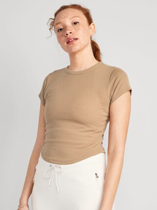 Short-Sleeve UltraLite Cropped Rib-Knit T-Shirt for Women | Old Navy (US)