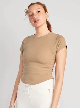 Short-Sleeve UltraLite Cropped Rib-Knit T-Shirt for Women | Old Navy (US)