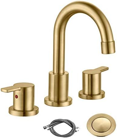 RKF Two Handle Widespread Bathroom Sink Faucet with Pop-up Drain with Overflow and Faucet Supply ... | Amazon (US)