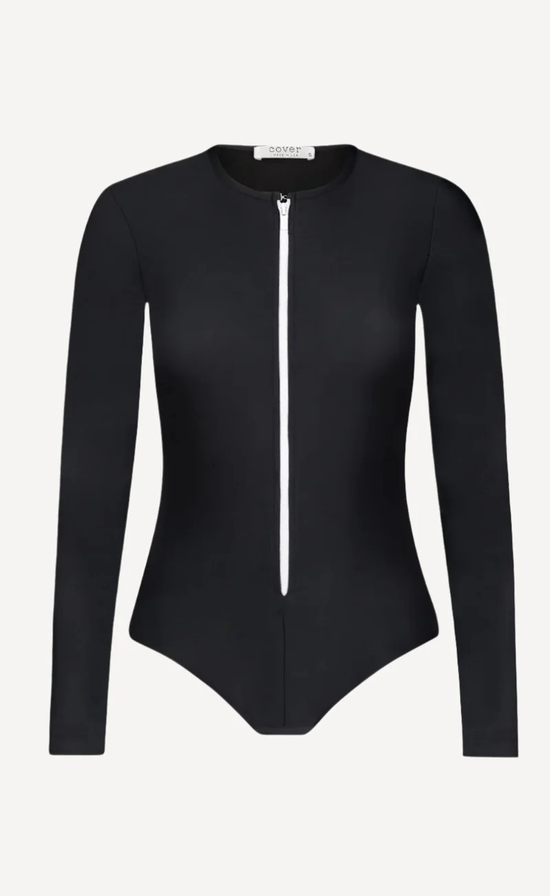 Long-Sleeved Front Zip Swimsuit | cover swim