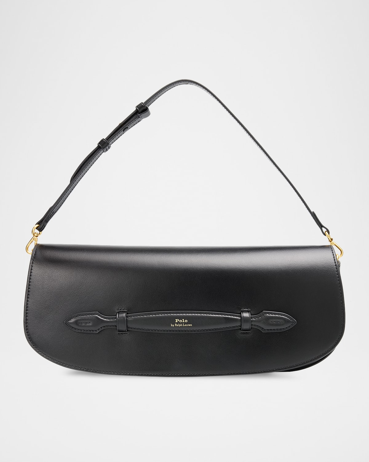 Curved Leather Clutch Bag | Neiman Marcus