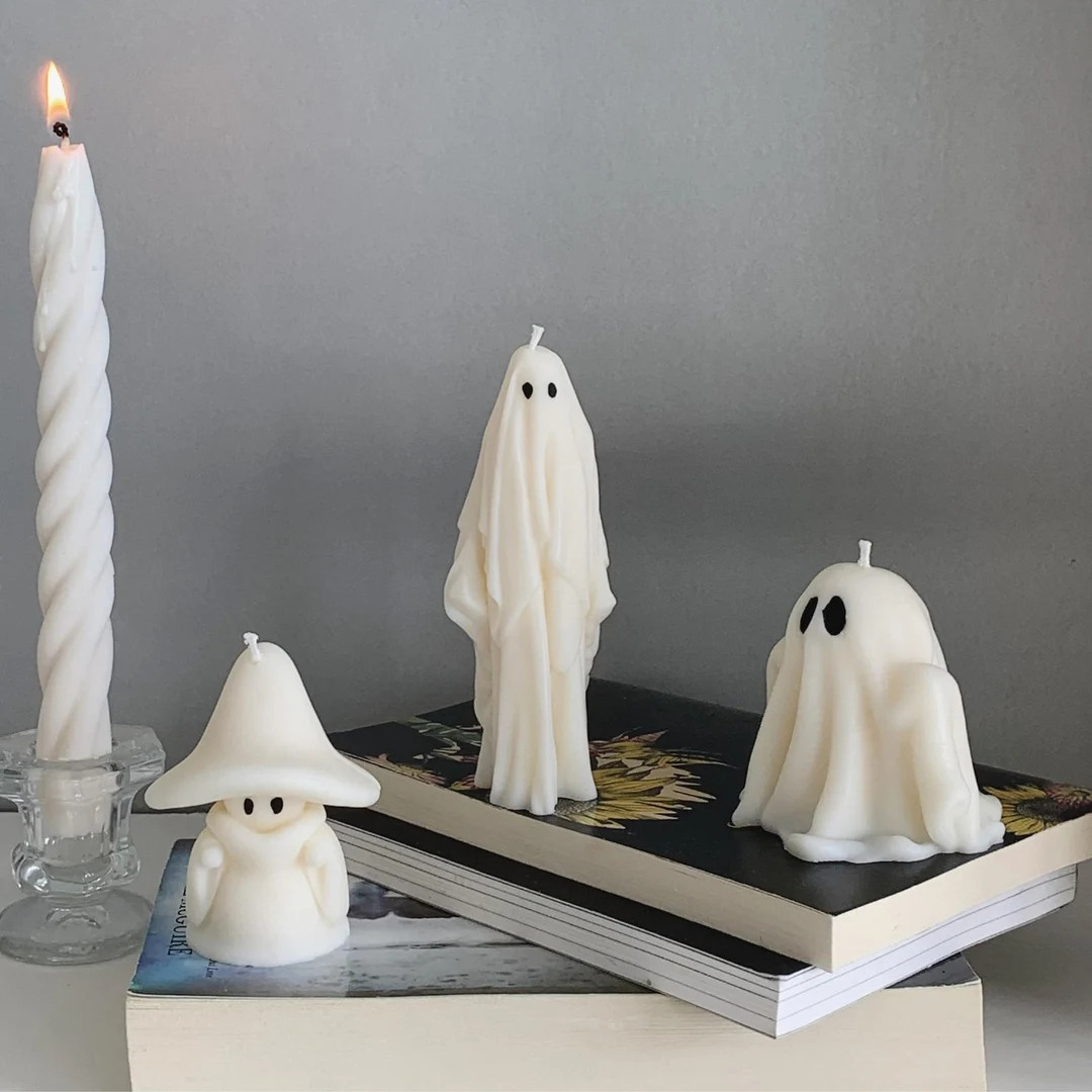Ghost Candles, Halloween Decor, Ghost Decoration, Ghost Soy Wax, Halloween Decorations, Halloween... | Etsy (US)