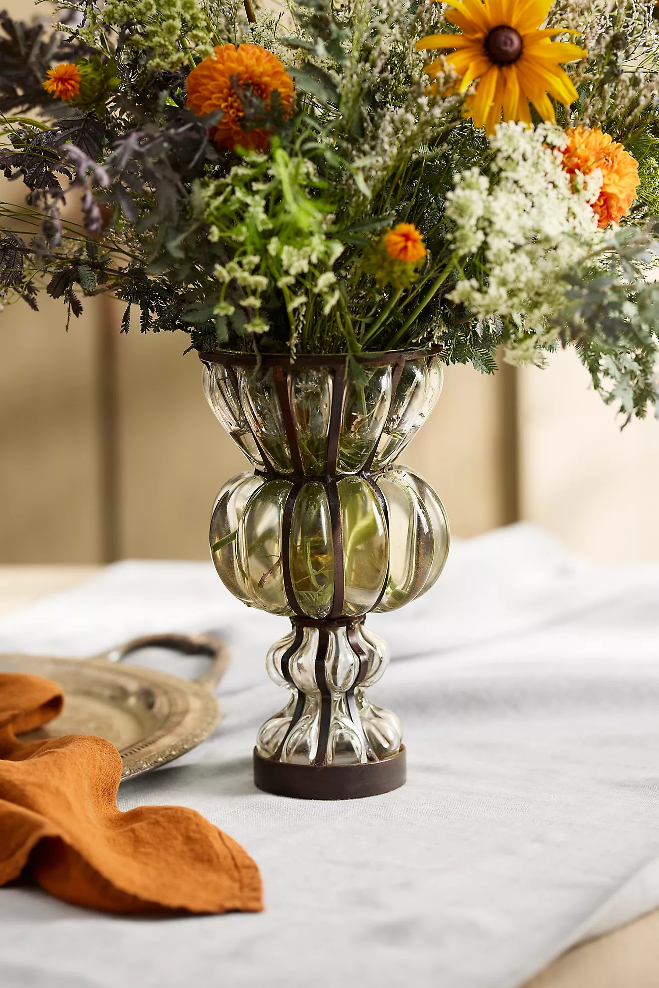 Striped Iron + Glass Vase | Anthropologie (US)