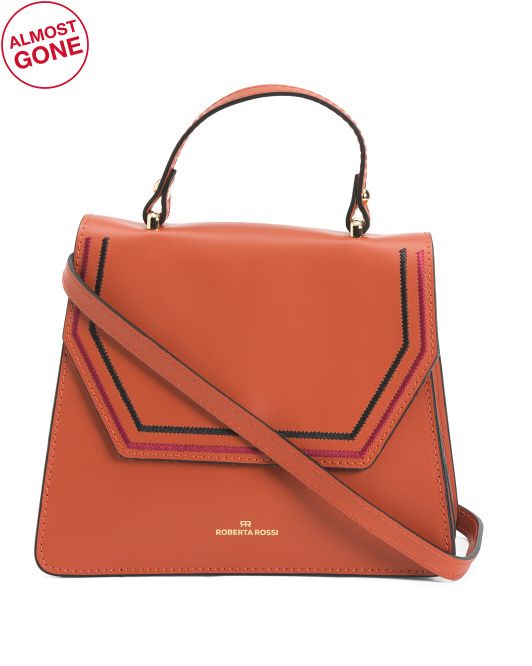 Made In Italy Leather Geometric Satchel | TJ Maxx