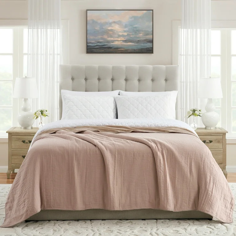 My Texas House Palmer Taupe Muslin Flannel Bed Blanket, King | Walmart (US)