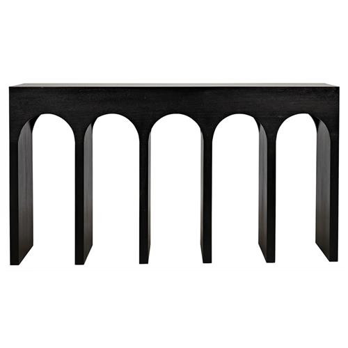 Noir Bridge Mid Century Modern Black Mahogany Wood Rectangular Console Table | Kathy Kuo Home