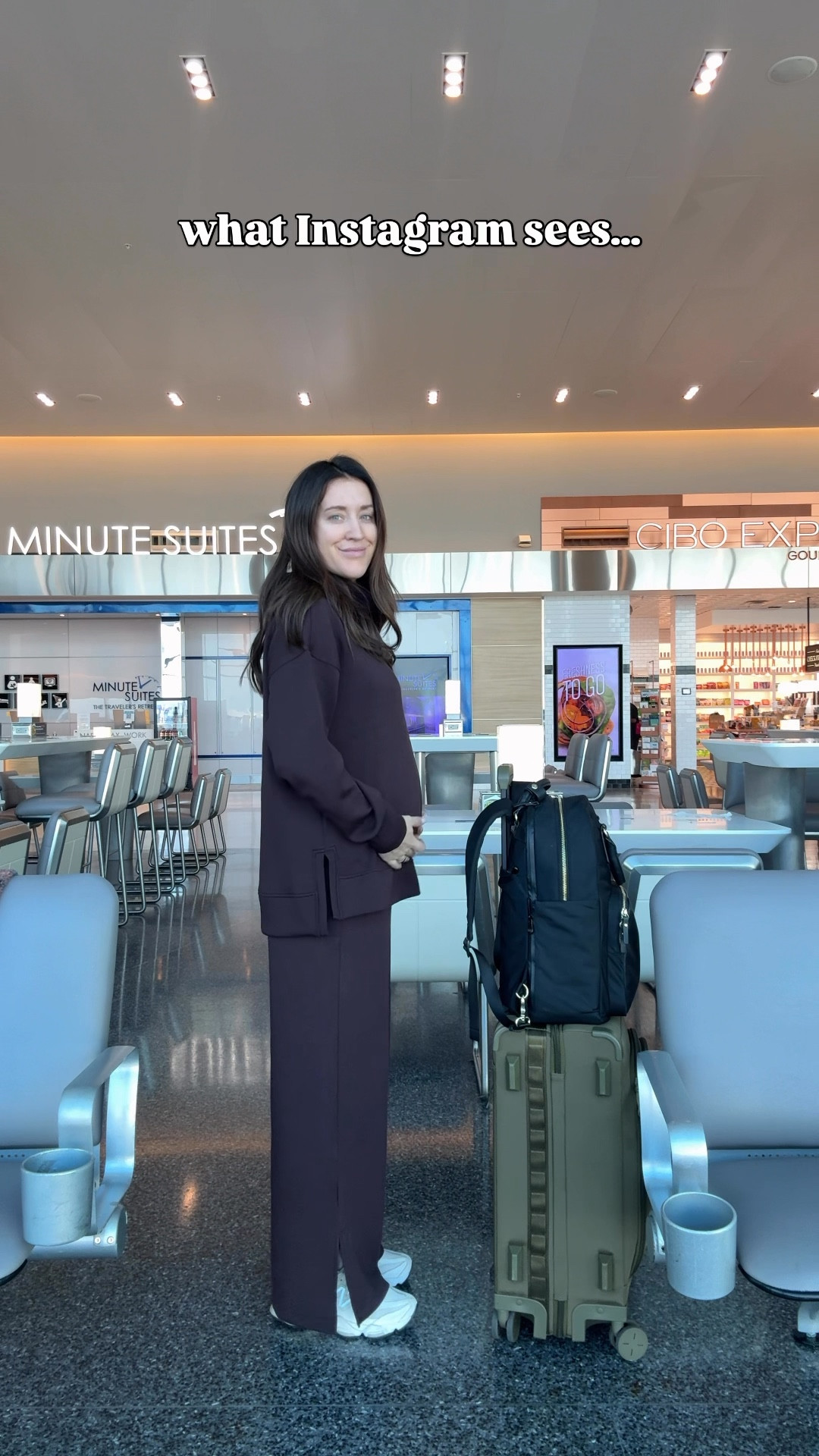My go to travel set is 20% off today with code LTKSPANX! I always get my true size. During pregnancy I sized up 1 in the pants and 2 in the tops (small bottoms, medium tunic). Airport outfit, carry on luggage, backpack and compression socks all linked 

#LTKSpringSale #LTKBump #LTKTravel