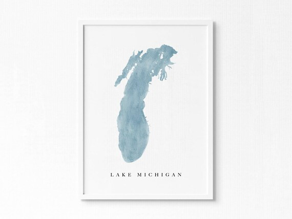 Lake Michigan  Great Lakes  Chicago Lake Map Lake Decor | Etsy | Etsy (US)