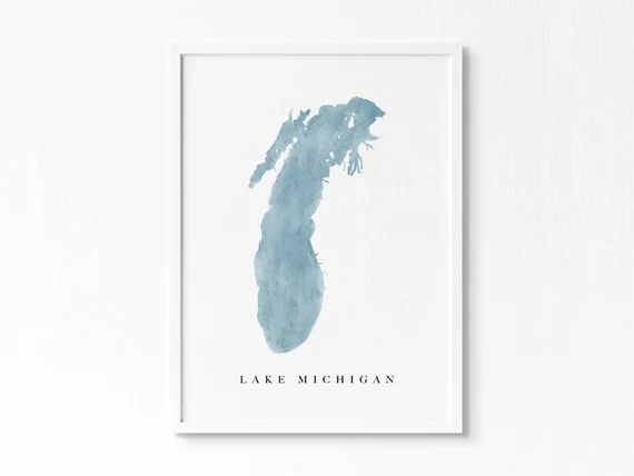 Lake Michigan  Great Lakes  Chicago Lake Map Lake Decor | Etsy | Etsy (US)