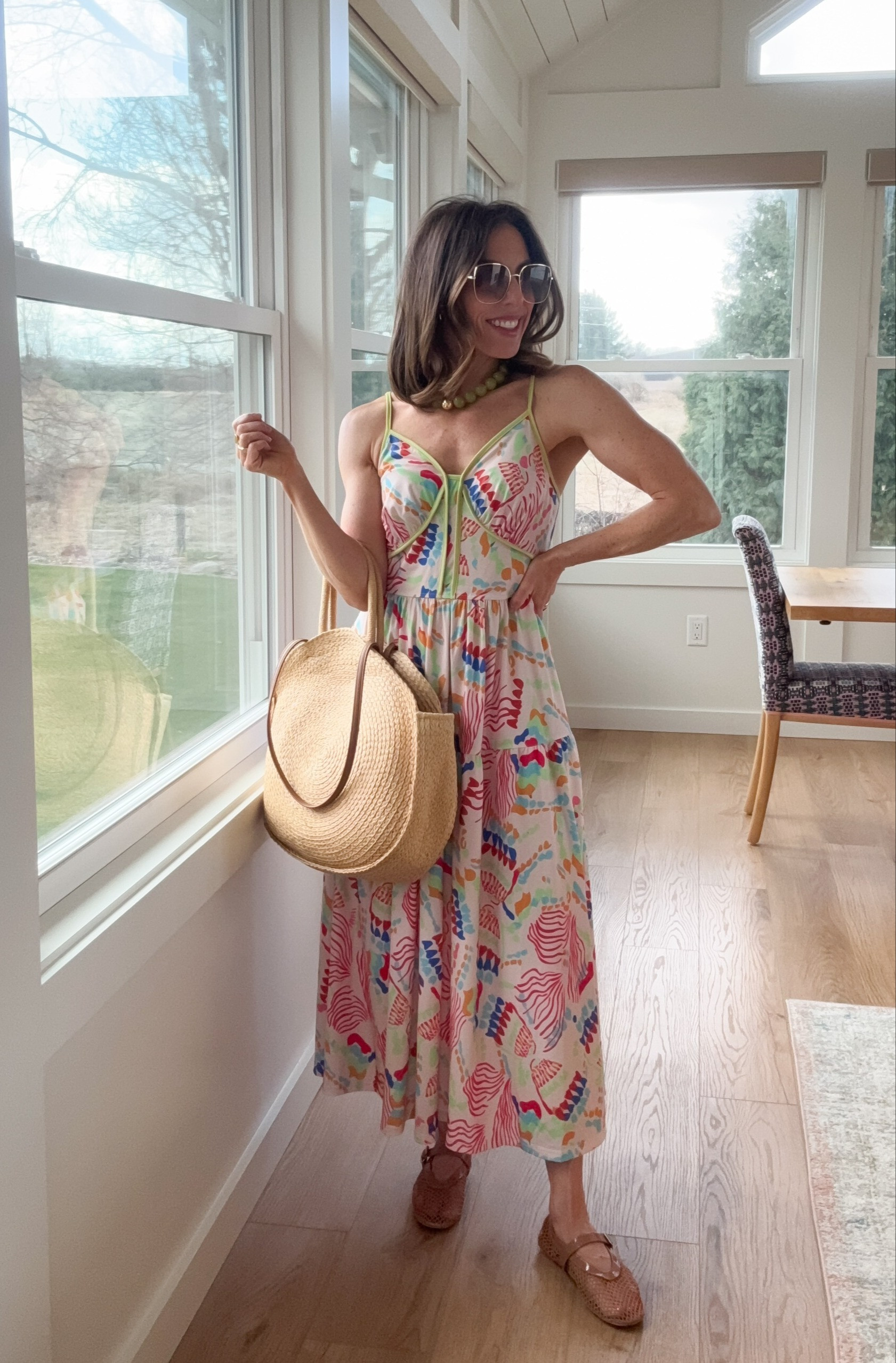 Love the fun pattern and contrasting piping of this summer dress! 

 #LTKSeasonal #LTKOver40 #LTKPetite