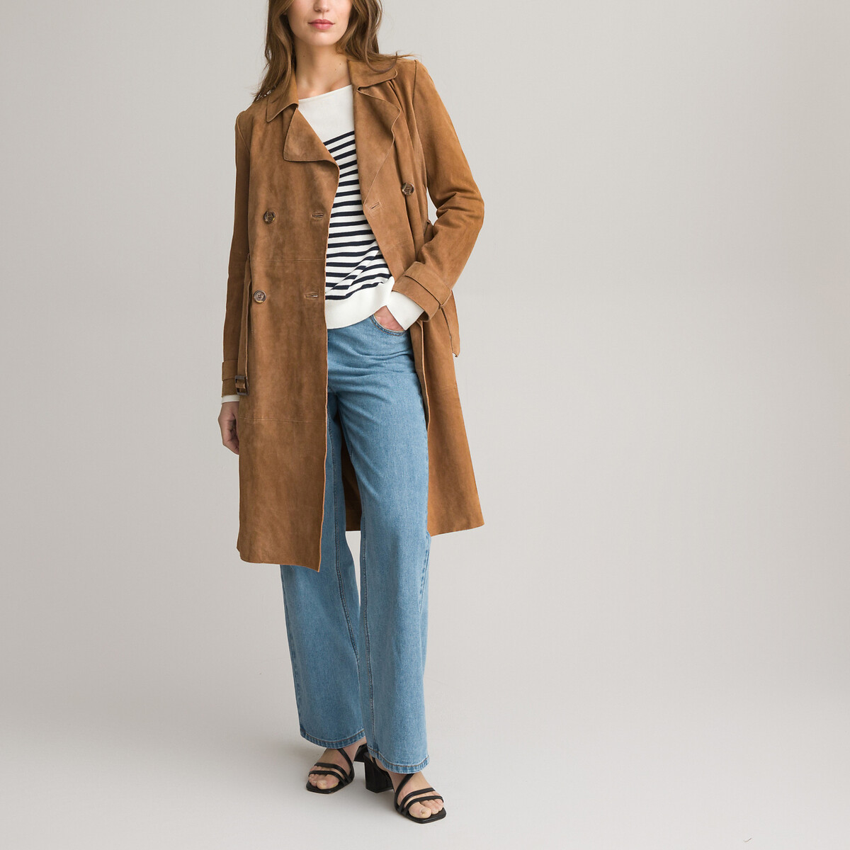Leather Long Trench Coat | La Redoute (UK)