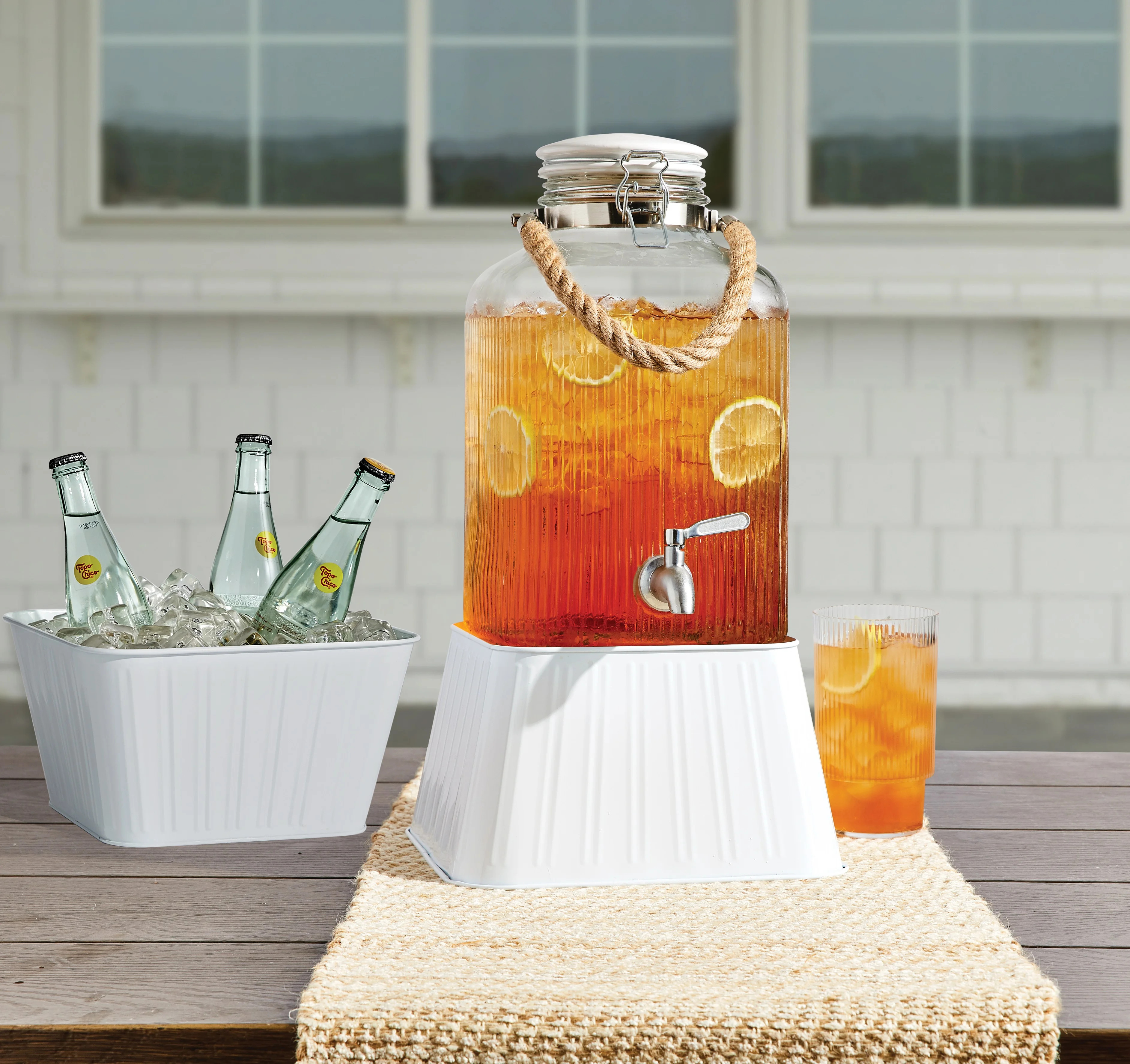Better Homes & Gardens White Square Dispenser Stand, Ice Bucket, Metal Bucket | Walmart (US)