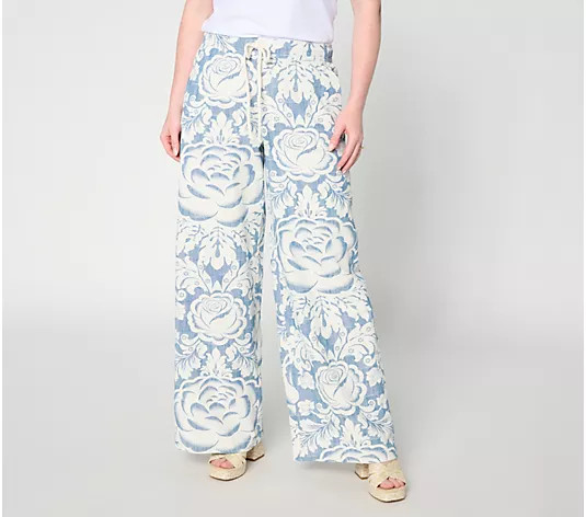 Peace Love World Regular Yarn Dye Printed Pants - QVC.com | QVC