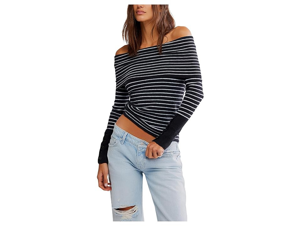 Free People Evergreen Sweater Women's Sweater Black and White Combo : XL (Women's 16), Acrylic/Elastane/Polyamide | Zappos