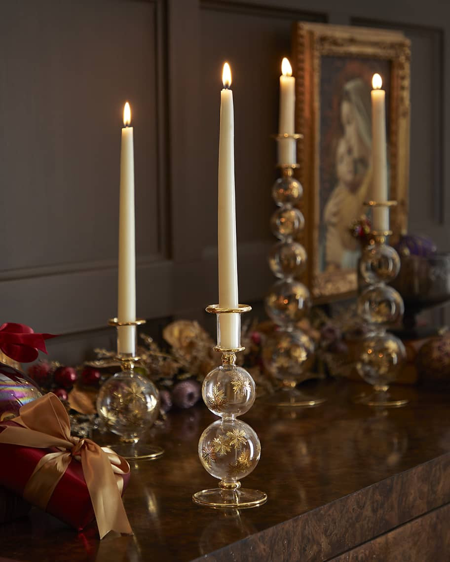 Neiman Marcus Gold Cut Candle Holder, 9" | Horchow