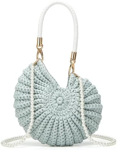 Handmade Crochet Tote Bag Seashell Purse for Women Boho Shell Handbag Crossbody Shoulder Bag Summ... | Amazon (US)