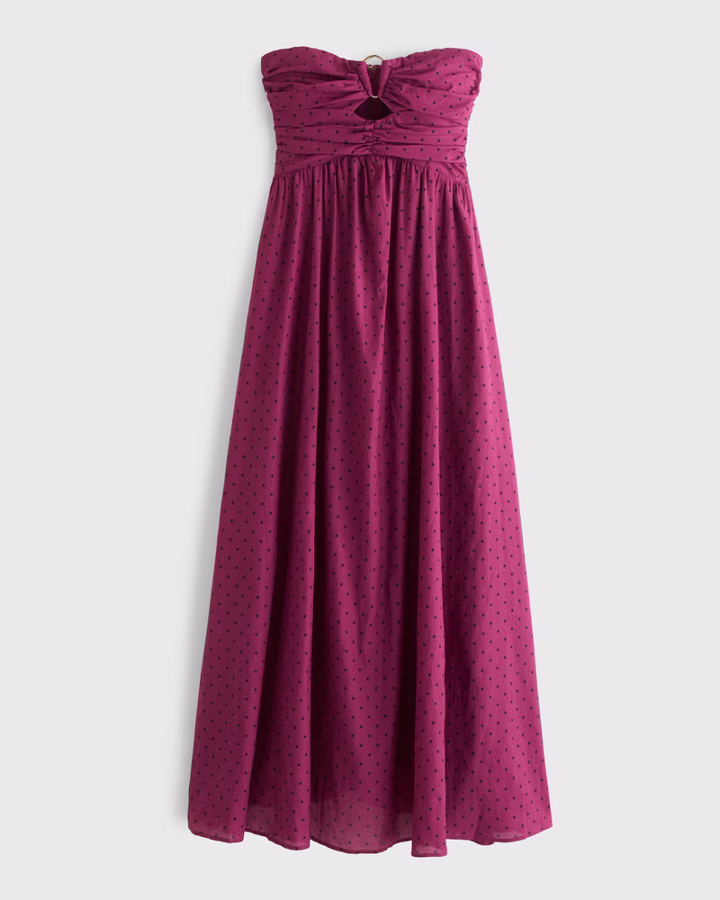 Women's Strapless Hardware Cutout Maxi Dress | Women's New Arrivals | Abercrombie.com | Abercrombie & Fitch (US)