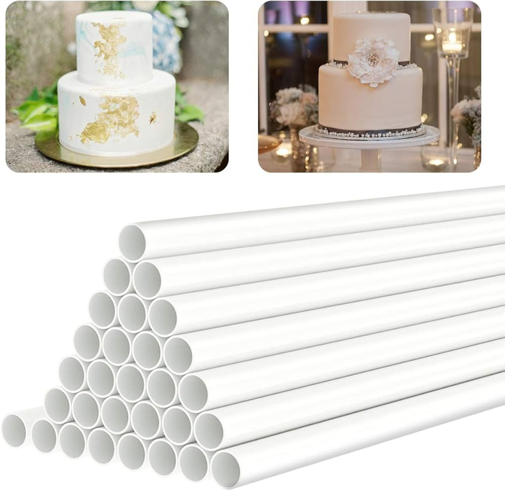 White Plastic Cake Dowel Rods for Tiered Cake Construction and Stacking Supporting Cake Round Dow... | Amazon (US)