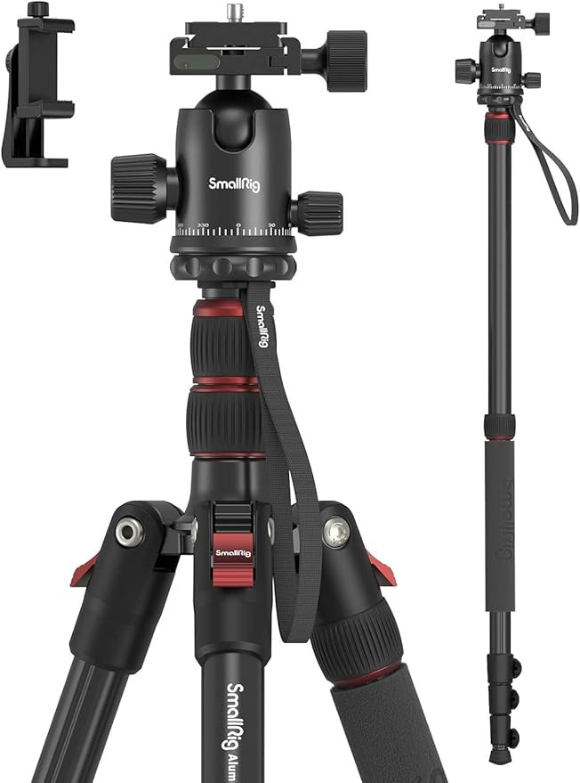 SmallRig CT-20 Camera Tripod, 78.7" Foldable Aluminum Tripod & Monopod, 360°Ball Head Detachable... | Amazon (US)