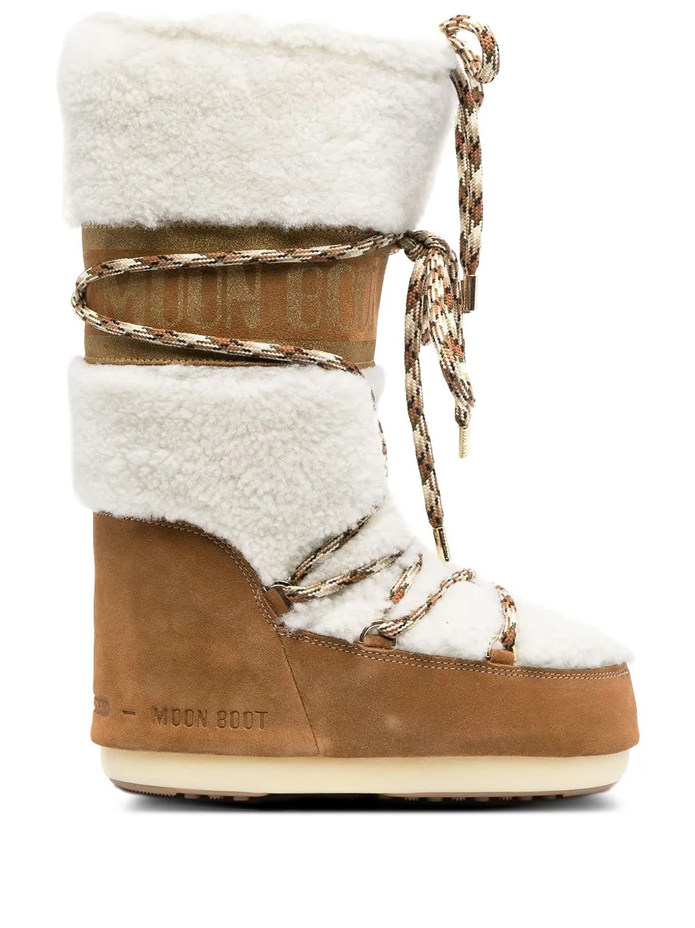 Moon Boot LAB69 Icon lace-up shearling boots - Neutrals | Farfetch Global