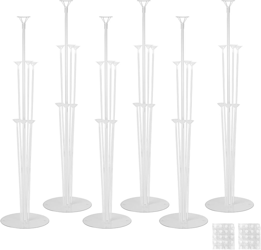 6 Sets Balloon Stand Kits, Balloon Sticks with Base for Table Centerpieces Graduation Birthday Ba... | Amazon (US)