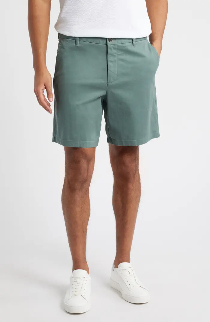 Heron Flat Front Cotton Stretch Twill Chino Shorts | Nordstrom