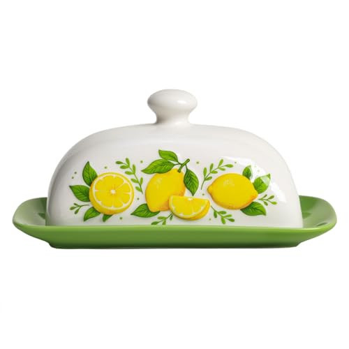 Sizikato Classic Porcelain Butter Dish with Lid, Cute Lemon Pattern | Amazon (US)