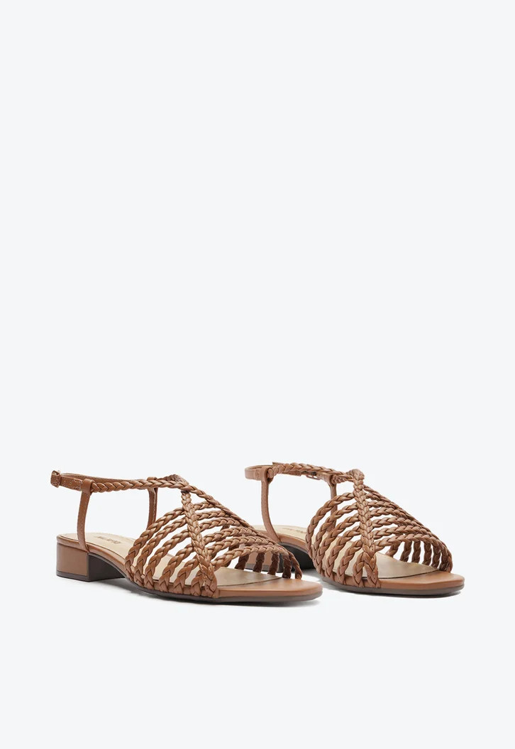 Sandália Marrom Anacapri Tiras De Trança Salto Bloco | ZZ Mall (BR)
