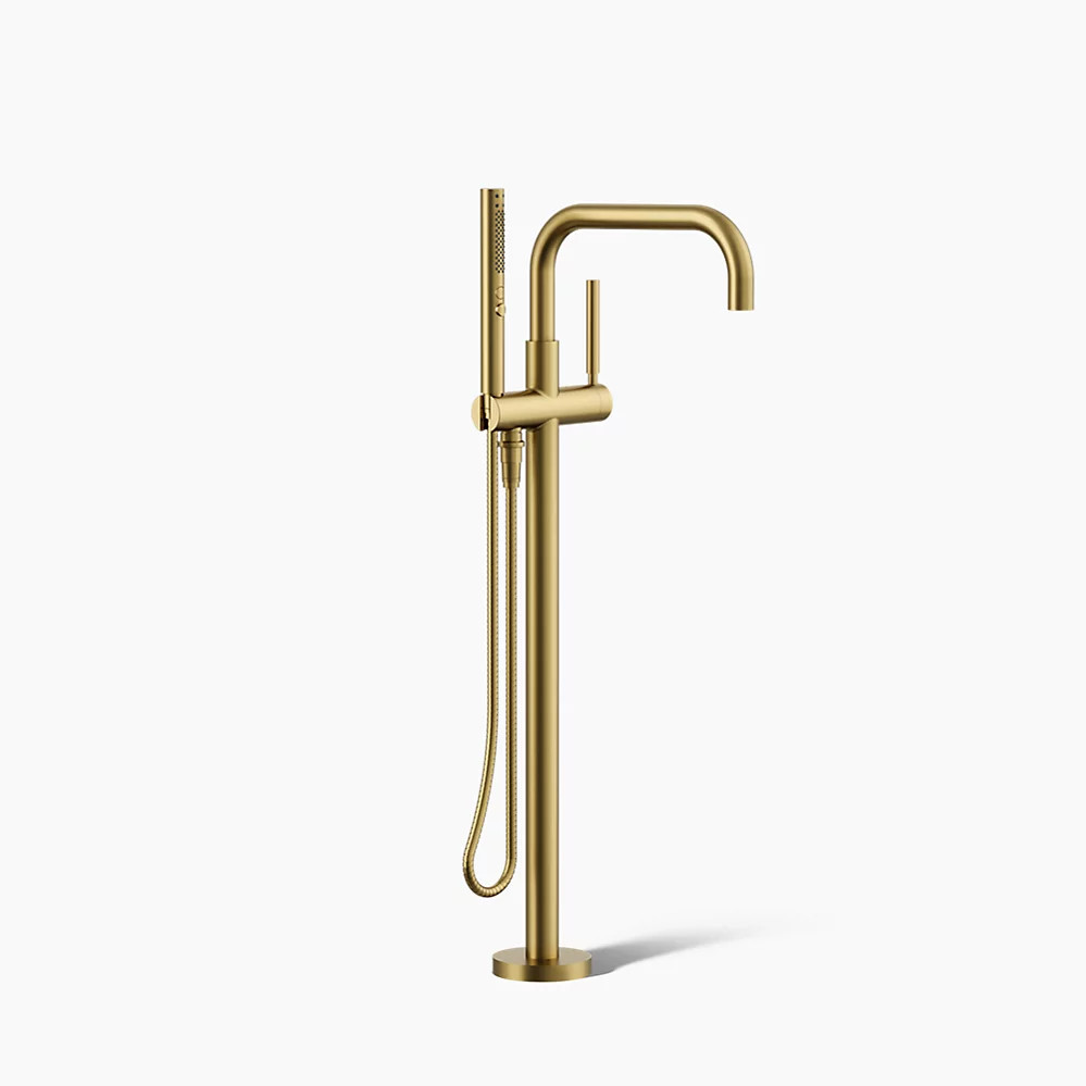 Purist® Floor-mount bath filler trim with handshowerK-T97328-4-2MB | Kohler