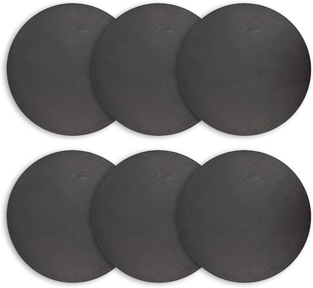 Morgan 6-Piece Faux Leather 15" Round Table Placemat, Stain & Heat Resistant, Reversble, Non-Slip... | Amazon (US)