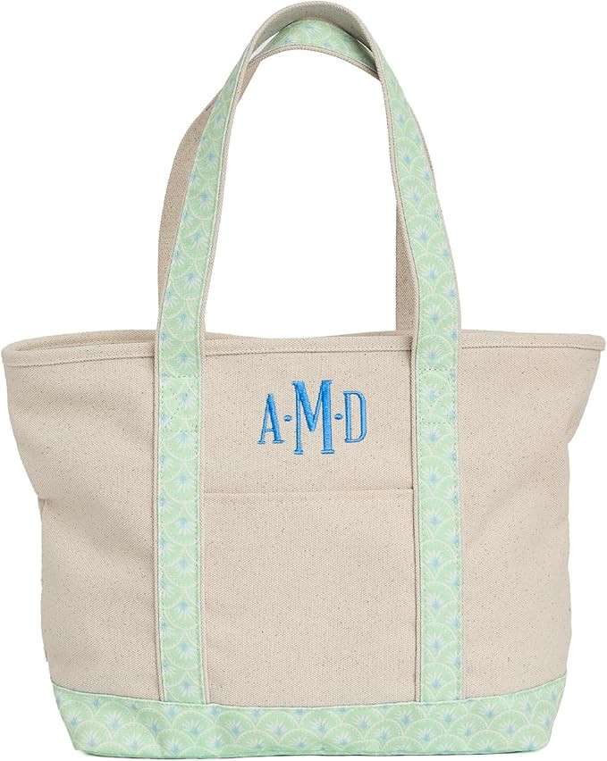 Personalized Floral Canvas Tote Bag – Monogram Zip Top Work and Travel Tote for Women | Persona... | Amazon (US)