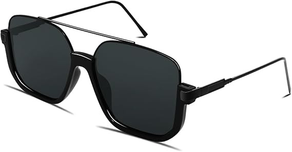 GUVIVI Retro Oversized Aviator Sunglasses for Women Men Square Double Bridge Pilot Sun Glasses 70... | Amazon (US)