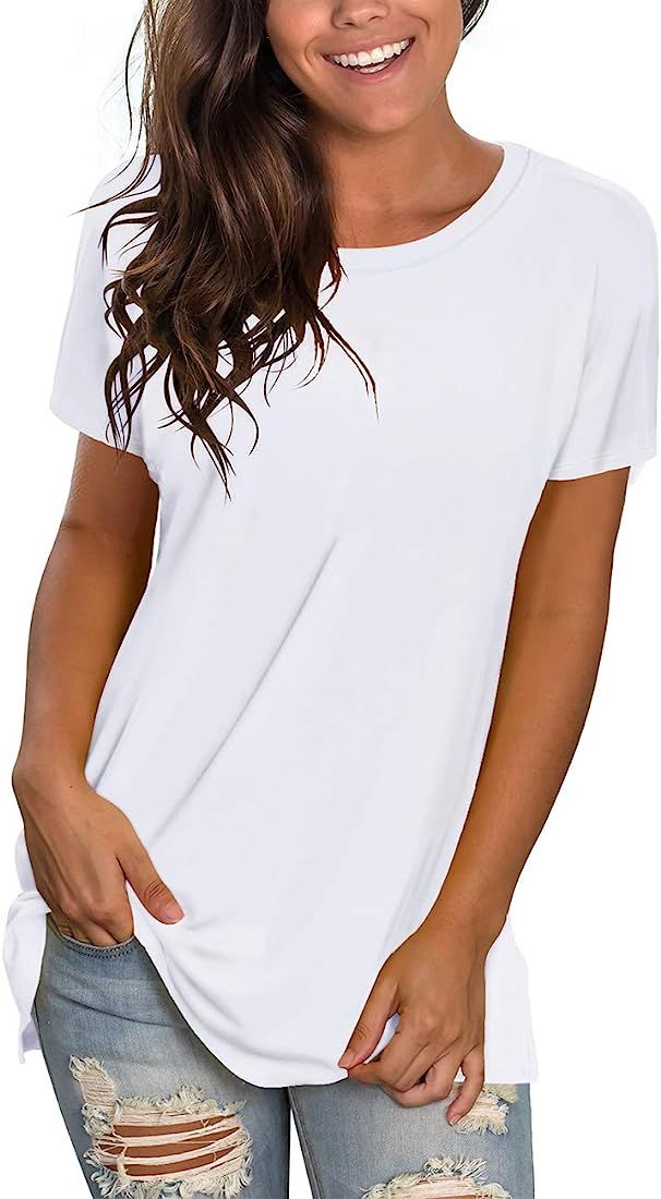 Saloogoe Womens Loose Fit Tshirts Short Sleeve Summer Tops Casual Workout Yoga Tunic T Shirts Top... | Amazon (US)